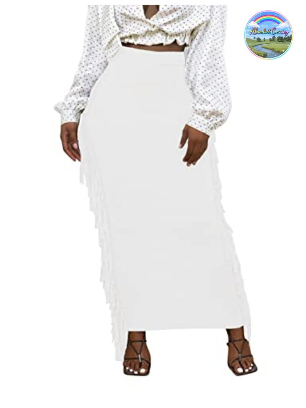 High Waist Side Fringe Maxi Pencil Skirt Bodycon Ankle Length